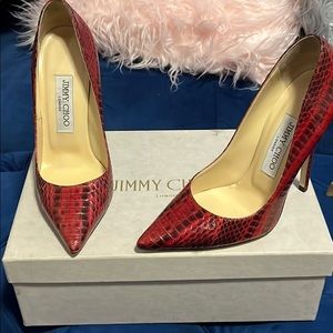 Jimmy Choo red reptile